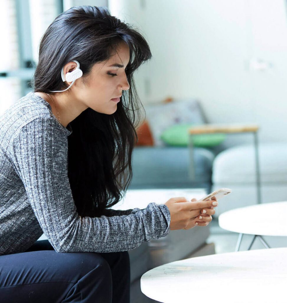 woman emotiv mn8 audio workplace wellness safety enterprise solution